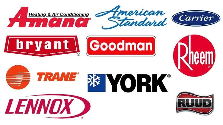 HVAC brands we service: Carrier, Trane, Lennox, Goodman, Rheem, York, Bryant, Amana, American Standard, and Ruud